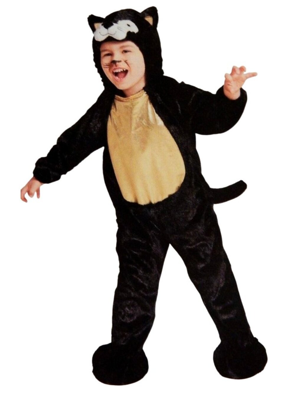 Black Cat Costume Toddler 4-5T Hooded Mask Plush Fleece Halloween Outfit Complet